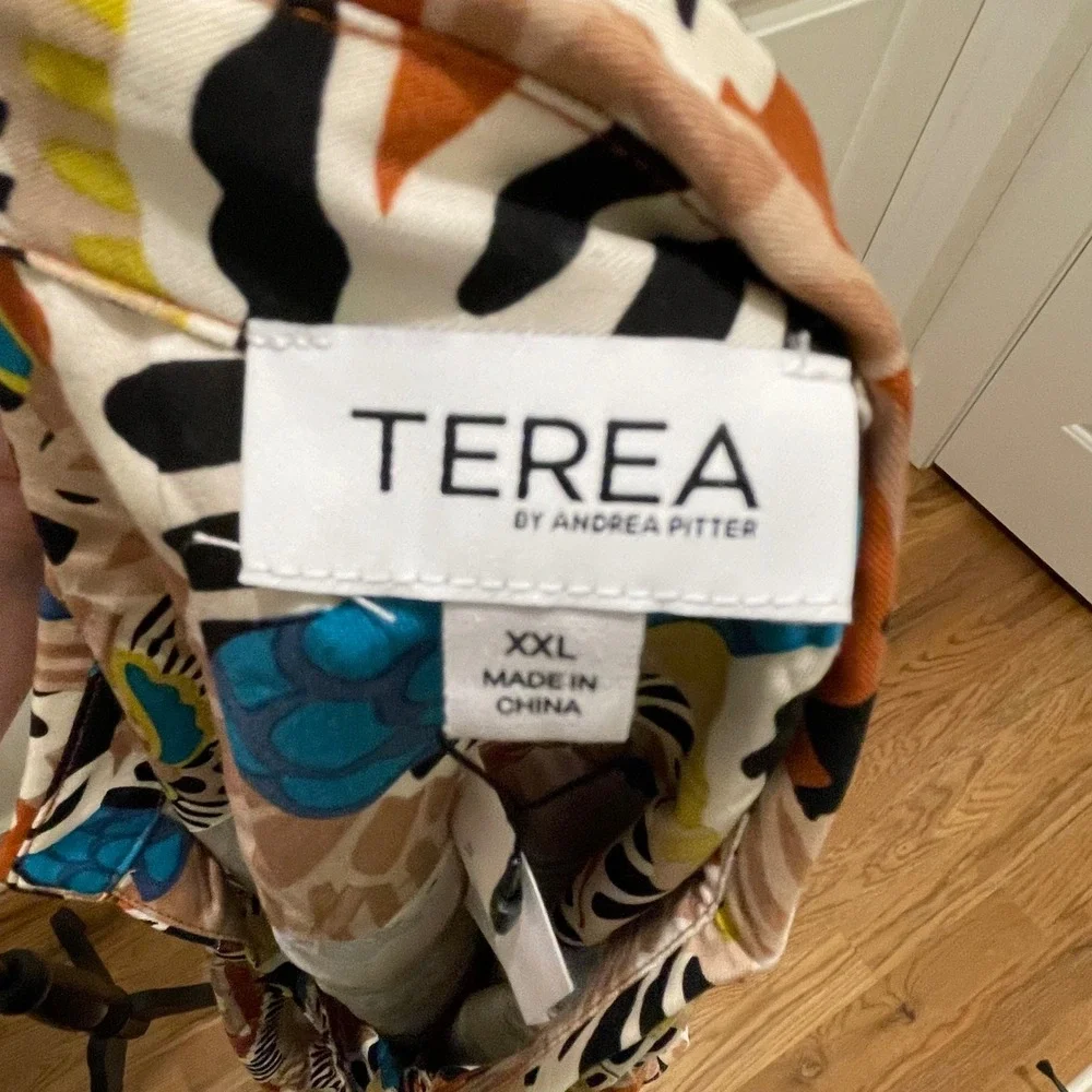 TEREA BY ANDREA PITTER Womens Long Sleeve Maxi Dress Adobe Crane Print XXL - Picture 8 of 9